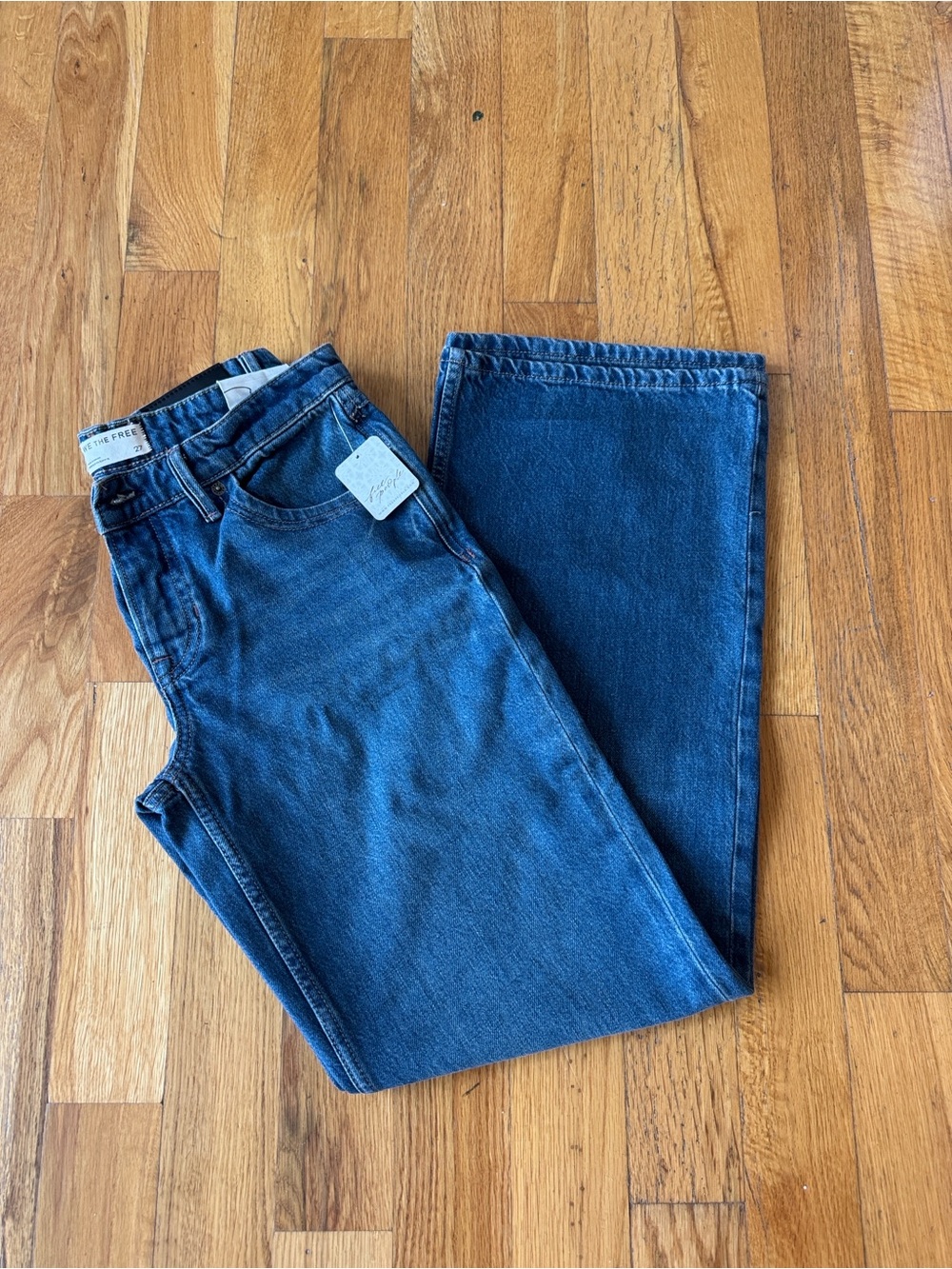 Free People Blue Wide Leg Jeans